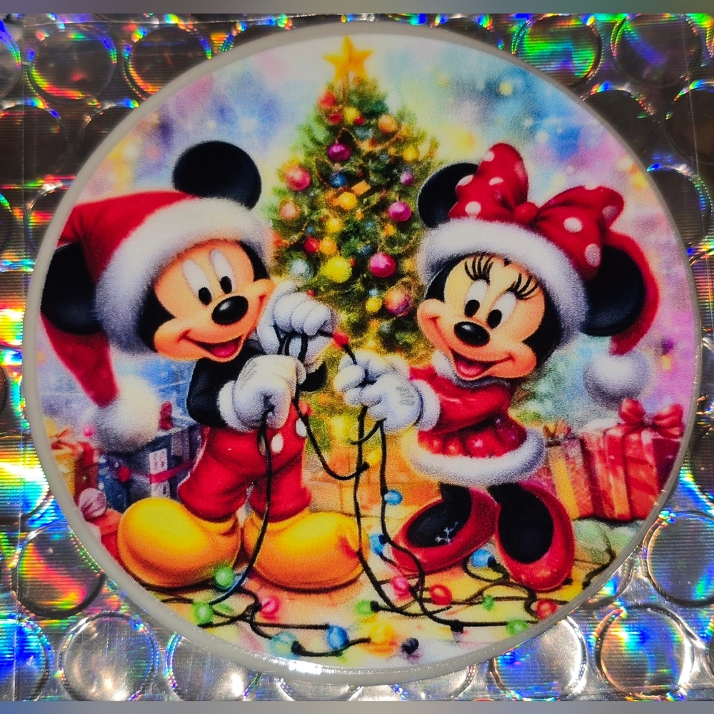 Mickey and Minnie Mouse Custom Christmas Ornament with Real Pearl #1008